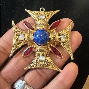 SAVE4DAVIDElegant Gold and Blue Cross PendantDONOTBUY